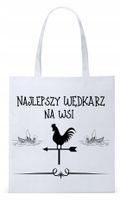 Dla Wędkarza Rybaka Torba Eco Biała Shopper Z Nadrukiem Ze Zdjęciem