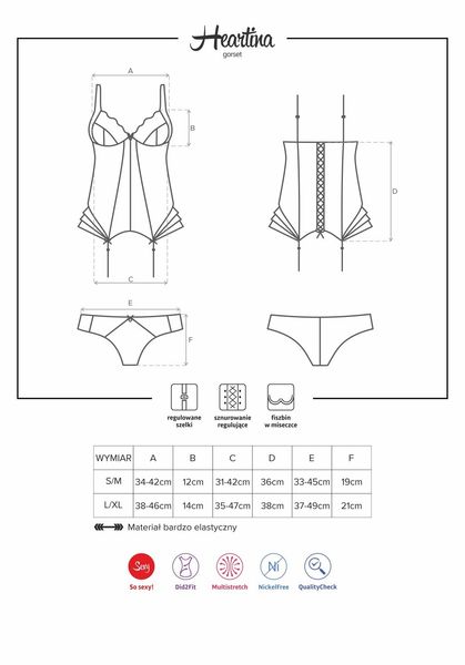 Heartina Gorset Czarny S/M zdjęcie 6