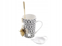 Kubek porcelanowy Florina Glitz 350 ml z zaparzaczem złote zdobienia