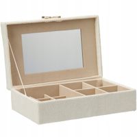 SZKATUŁKA NA BIŻUTERIĘ POLIESTER 25X7,5X15,5 CM Z LUSTERKIEM I PRZEGRÓDKAMI