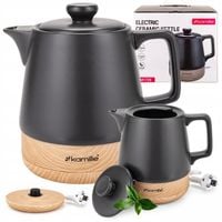 CZAJNIK ELEKTRYCZNY CERAMICZNY BEZPRZEWODOWY KAMILLE 1200 W 1,0 L czarny