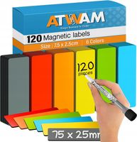 MAGNETYCZNE PASKI KARTECZKI NA LODÓWKĘ TABLICĘ DO ZAPISYWANIA ZESTAW x120