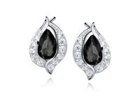 RODOWANE SREBRNE KOLCZYKI ŁEZKI CZARNE CYRKONIE