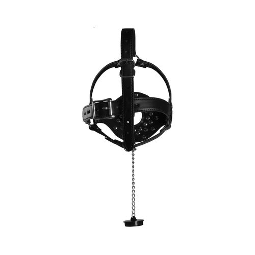 open mouth gag head harness with plug stopper   black na Arena.pl