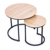 ZESTAW 2 STOLIKÓW MODERNHOME LOFTOWY METALOWY STELAŻ LAMINAT