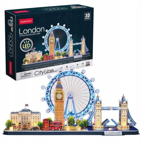 PUZZLE 3D LED - CUBIC FUN - 186 el. - CityLine Architecture Model - LONDYN zdjęcie 1