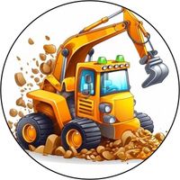 Opłatek na tort Urodziny Koparka Spych Spychacz Ładowacz Maszyna Budowlana