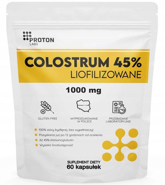 PROTON LABS Colostrum 45% IG 1000mg Liofilizowane 60szt. siara zdjęcie 1