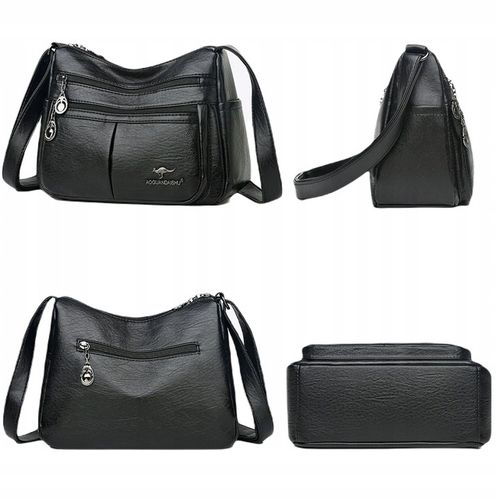 TOREBKA DAMSKA SKÓRZANA NA RAMIĘ TORBA CZARNA POJEMNA MIEJSKA DUŻO na Arena.pl