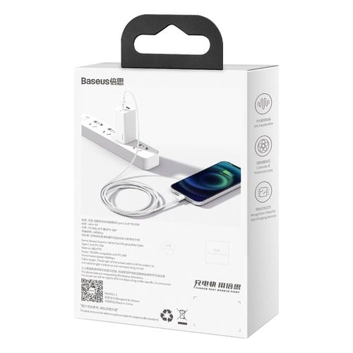 kabel przewód do iphone usb typ c - lightning power delivery 20w 1m biały na Arena.pl