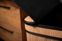 BAMBUSOWY CZARNY KOSZ NA PRANIE WOLNOSTOJĄCY POJEMNIK Z POKRYWĄ 72L