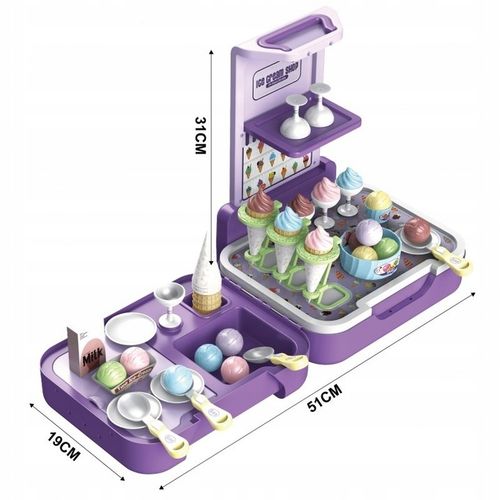 Walizka z Lodami 3w1 Kuchnia Sklepik Lodziarnia Przenośna 62 el. Woopie 3+ na Arena.pl