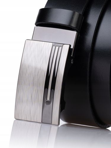 Pasek SKÓRZANY męski Klamra automat CZARNY spodni na Arena.pl