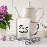 Kubek szklany 450 ml różowe uszko z Twoim nadrukiem