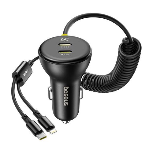 Ładowarka samochodowa 60W Baseus USB-C + kabel Lightning (Czarna) na Arena.pl