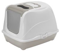 Duża beżowa kuweta dla kota z filtrem i łopatką - 45x58x42cm Yarro Flip 2