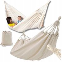 HAMAK OGRODOWY TURYSTYCZNY BOHO MOCNY DWUOSOBOWY 150x260cm TORBA BEŻ