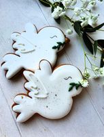 CIASTKO KOMUNIA CHRZEST DUŻY GOŁĄBEK Z GAŁĄZKĄ