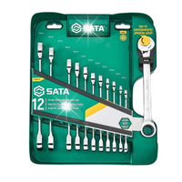 SATA 09066-02 ZESTAW 12 KLUCZY PŁASKO-OCZKOWYCH Z PODWÓJNĄ GRZECHOTKĄ 8-19