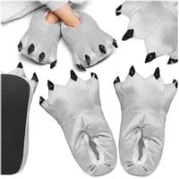 KAPCIE SZARE BAMBOSZE CIEPŁE MILUTKIE ŁAPY PAZURY DAMSKIE MĘSKIE PANTOFLE S