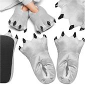 KAPCIE SZARE BAMBOSZE CIEPŁE MILUTKIE ŁAPY PAZURY DAMSKIE MĘSKIE PANTOFLE S