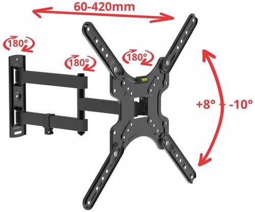 Uchwyt do Telewizora 17-55 cali Obrotowy Długie Ramię 42cm Wieszak TV na Arena.pl