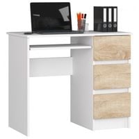 Biurko komputerowe, szuflady, prawe, ASTOR, 90x50x77, biel | TYLETEGOTU