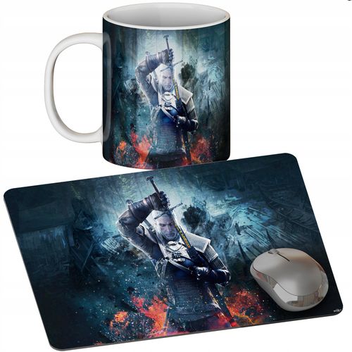 ZESTAW KUBEK + PODKŁADKA -WIEDŹMIN WITCHER - PREZENT WIELE WZORÓW + IMIĘ na Arena.pl