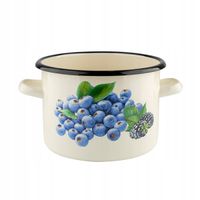 Garnek emaliowany Emalia Pleszew Borówka 20 cm 4,5L beżowy indukcja gaz