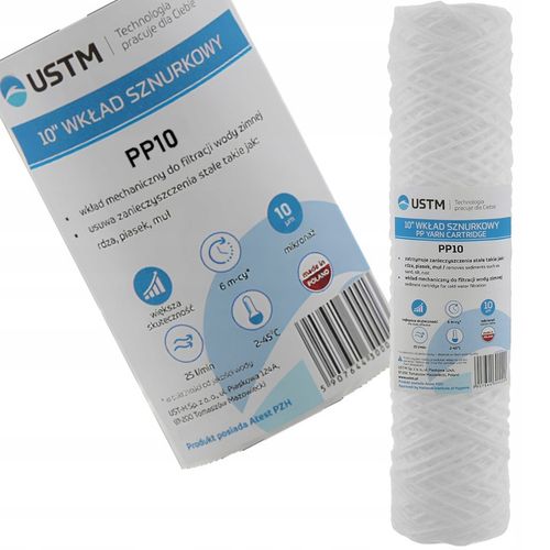 10x FILTR DO WODY WKŁAD filtrujący sznurkowy 10" 10 MIKRON PP10M. USTM na Arena.pl