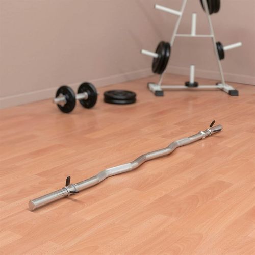 MAXXIVA Zakrzywiony dwuręczny gryf EZ 130 cm, srebrna na Arena.pl