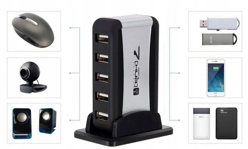 HUB USB AKTYWNY 7 PORTÓW ROZDZIELACZ SWITCH 2.0 na Arena.pl