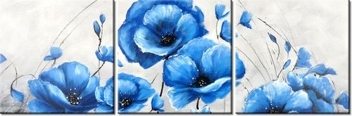 70 90CM OBRAZ 3 ELEM NIEBIESKIE MAKI ŚCIENNY DRUK PŁÓTNO na Arena.pl