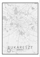 Bukareszt mapa czarno biała - plakat 21x29,7 cm