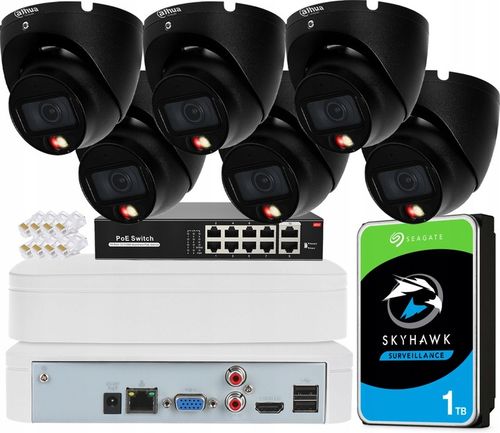 Zestaw Monitoringu IPC-HDW1639T-A-IL-0280B BLACK 6Mpx Dual Light Zewnętrzny na Arena.pl