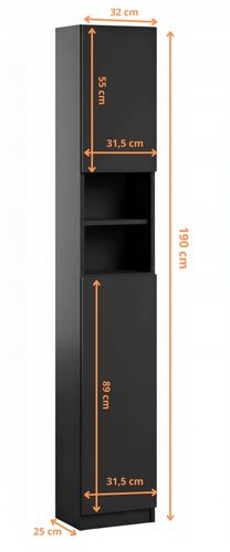 Szafka Do Łazienki Czarna Słupek Łazienkowy Czarny Mat Tip On Stojący na Arena.pl