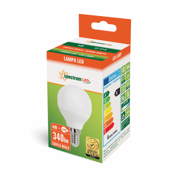 Żarówka LED kulka E14 230V 4W ciepła WW WOJ13030 SPECTRUM zdjęcie 3