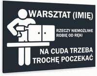 Tabliczka informacyjna znak nadruk uv 20x15 WARSZTAT + TWOJE IMIĘ NAPIS