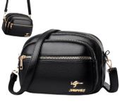 Czarna torebka skórzana na ramię torba damska pojemna ekoskóra