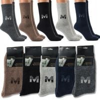 5 par BEZUCISKOWE SKARPETY MĘSKIE WEŁNIANE CIEPŁE