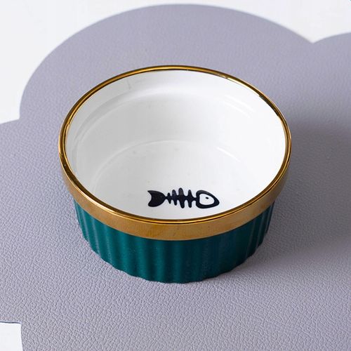 Zestaw 2x300ml miska dla kota psa podwójna na stojaku ceramiczna złota uszy na Arena.pl