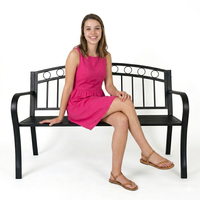 Metalowa ławka ogrodowa z ażurowym oparciem parkowa taras balkon czarna