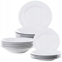 SERWIS OBIADOWY PORCELANOWY 18EL 6OSÓB KOMPLET ZESTAW TALERZY BIAŁY