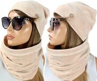 CIEPŁY KOMPLET CZAPKA + KOMIN damski szal - KOLORY