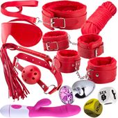 Zestaw Gadżetów Erotycznych BDSM Wibrator Kajdanki Korek Gra Dla Par Kości