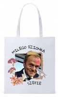 Donald Tusk Platforma Torba Eco Biała Shopper Z Nadrukiem Ze Zdjęciem