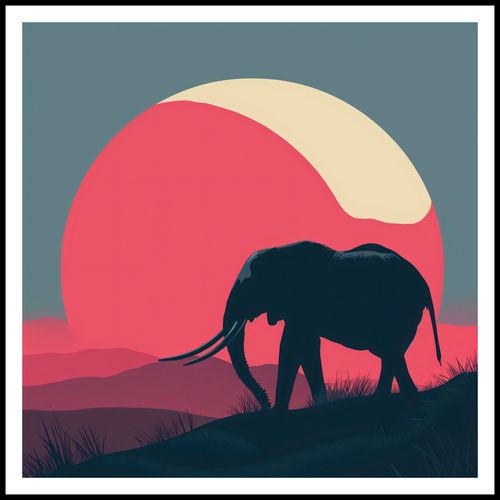 Plakat 80x80cm Słoń przy Czerwieni na Arena.pl