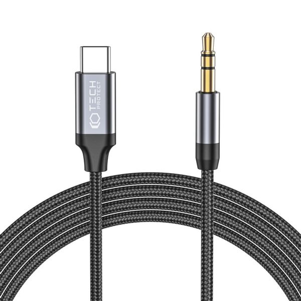 TECH-PROTECT ULTRABOOST TYPE-C TO AUX MINI JACK 3.5MM CABLE 100CM BLACK zdjęcie 1