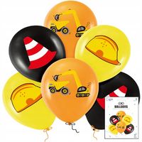 ZESTAW BALONÓW Z NADRUKIEM BUDOWLANYM KASK DEKORACJA URODZINOWA 6SZT