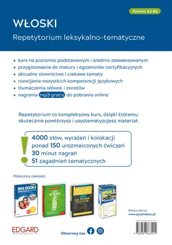 Włoski Repetytorium leksykalno-tematyczne poziom A2-B1 na Arena.pl